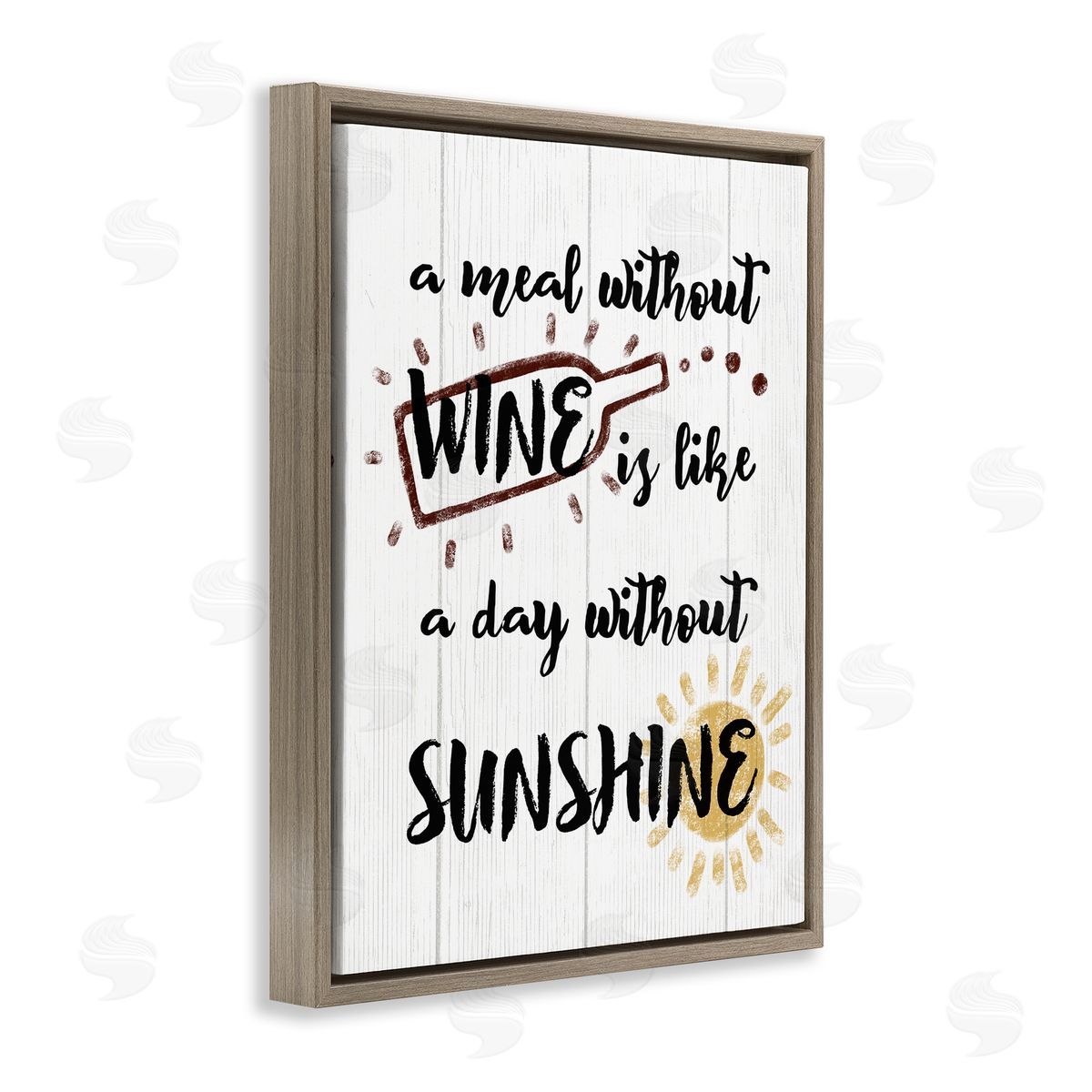 A Meal Without Wine Humor Brown Floating Frame Canvas Wall Art, Home Decor by Stupell Studio