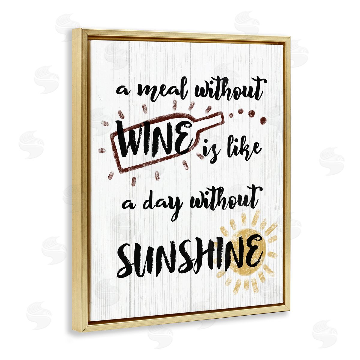 A Meal Without Wine Humor Gold Floating Frame Canvas Wall Art, Home Decor by Stupell Studio