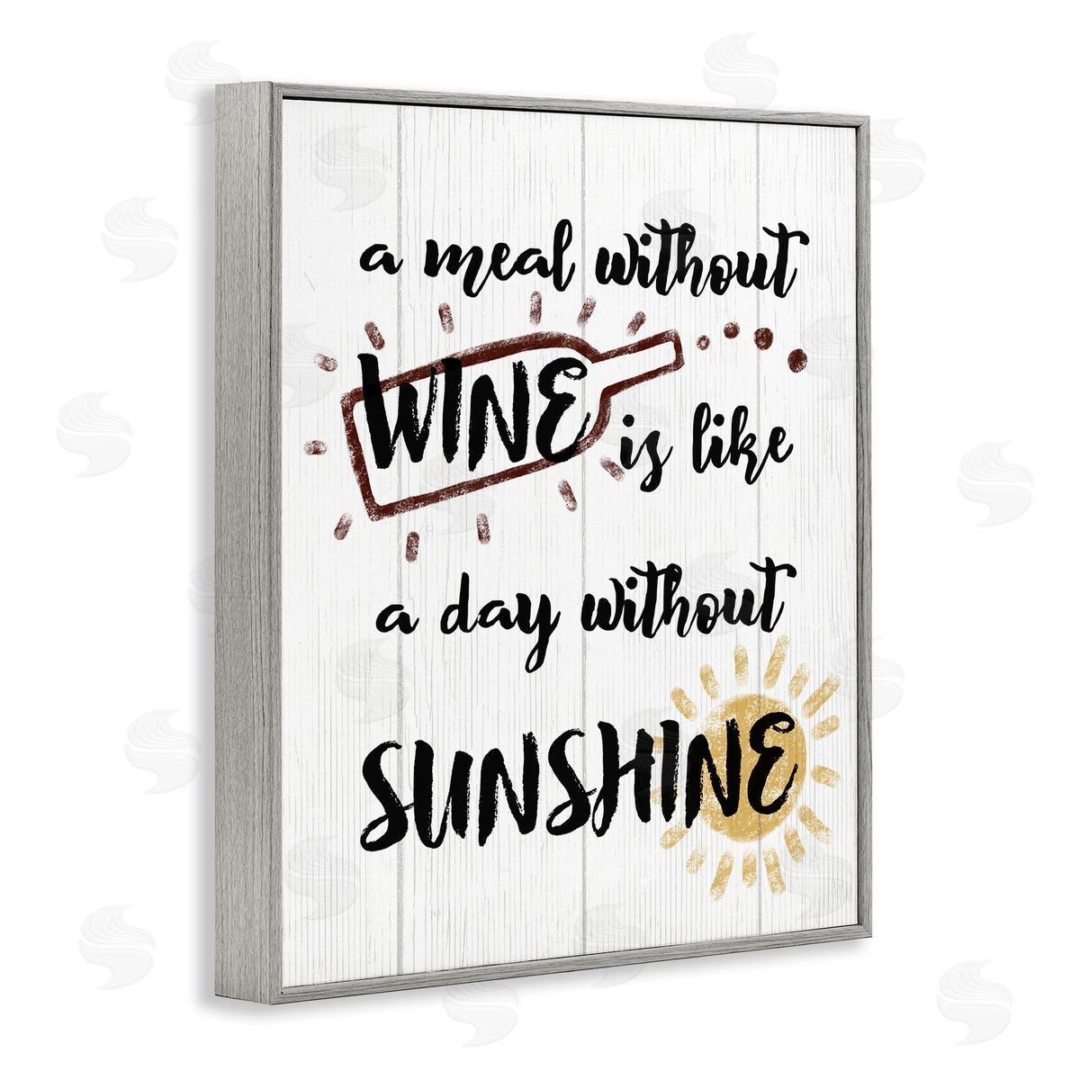 A Meal Without Wine Humor Grey Frame Print Wall Art, Home Decor by Stupell Studio
