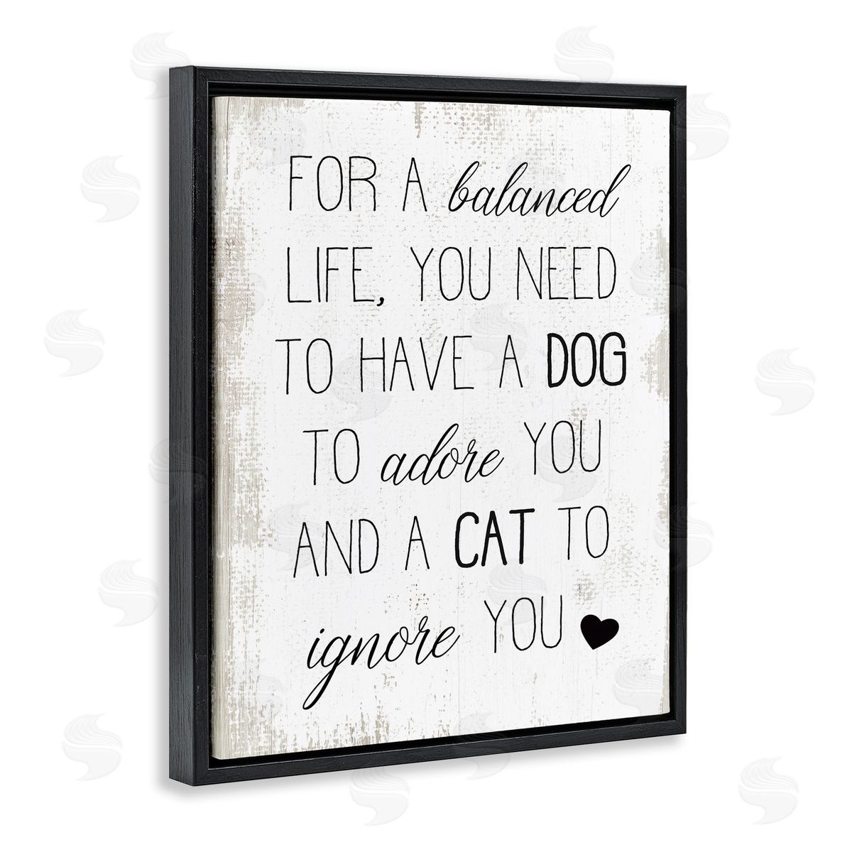 For Balanced Life Pet Quote Black Floating Frame Canvas Wall Art, Home Decor by Stupell Studio
