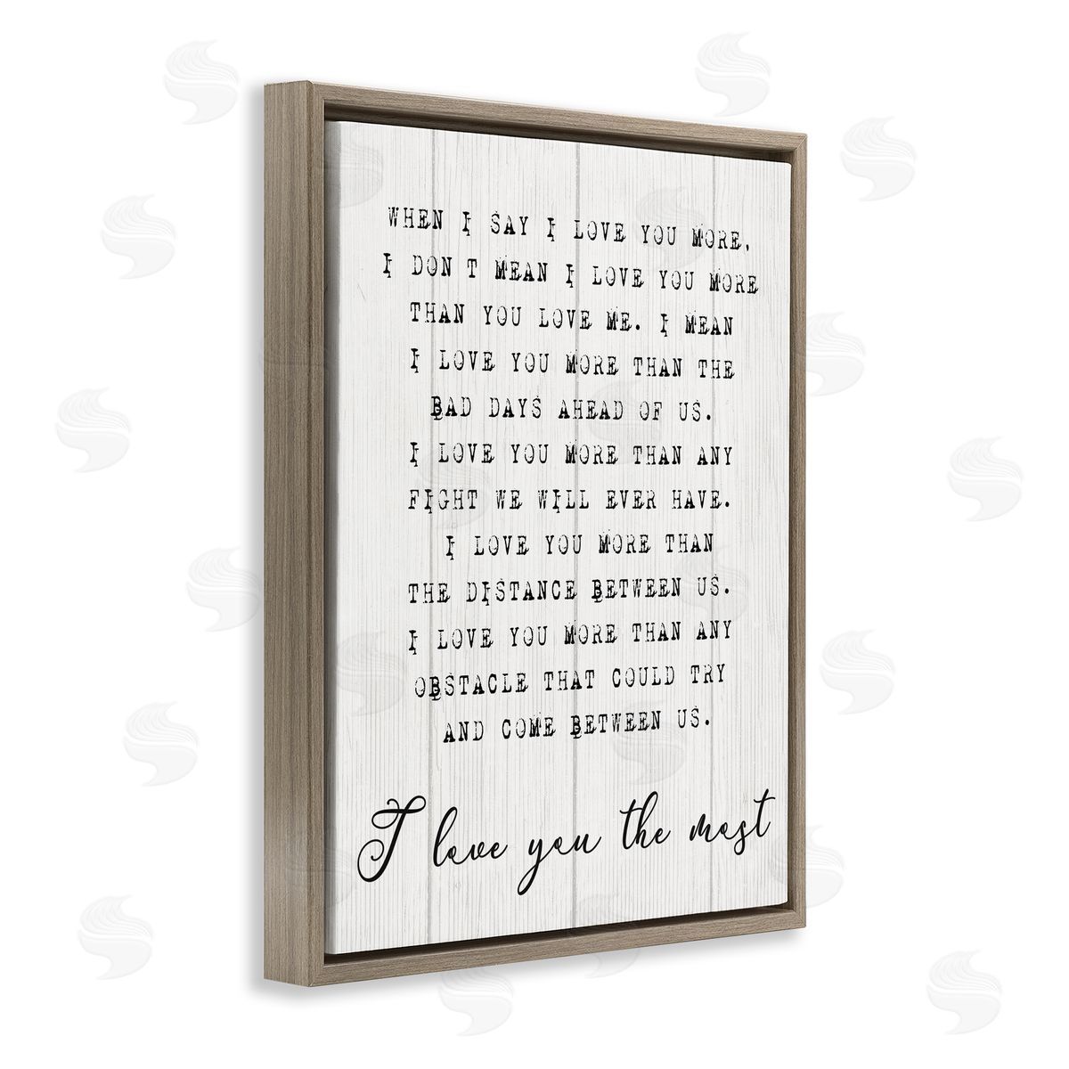 Inspirational I love You the Most Phrase Brown Floating Frame Canvas Wall Art, Home Decor by Stupell Studio