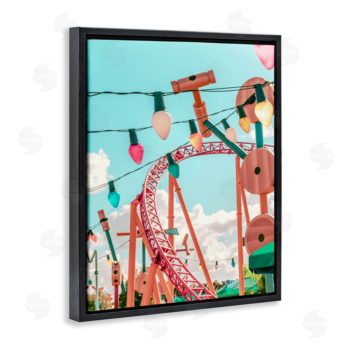 Abstract Amusement Park Toy Ride Black Floating Frame Canvas Wall Art, Home Decor by Ziwei Li