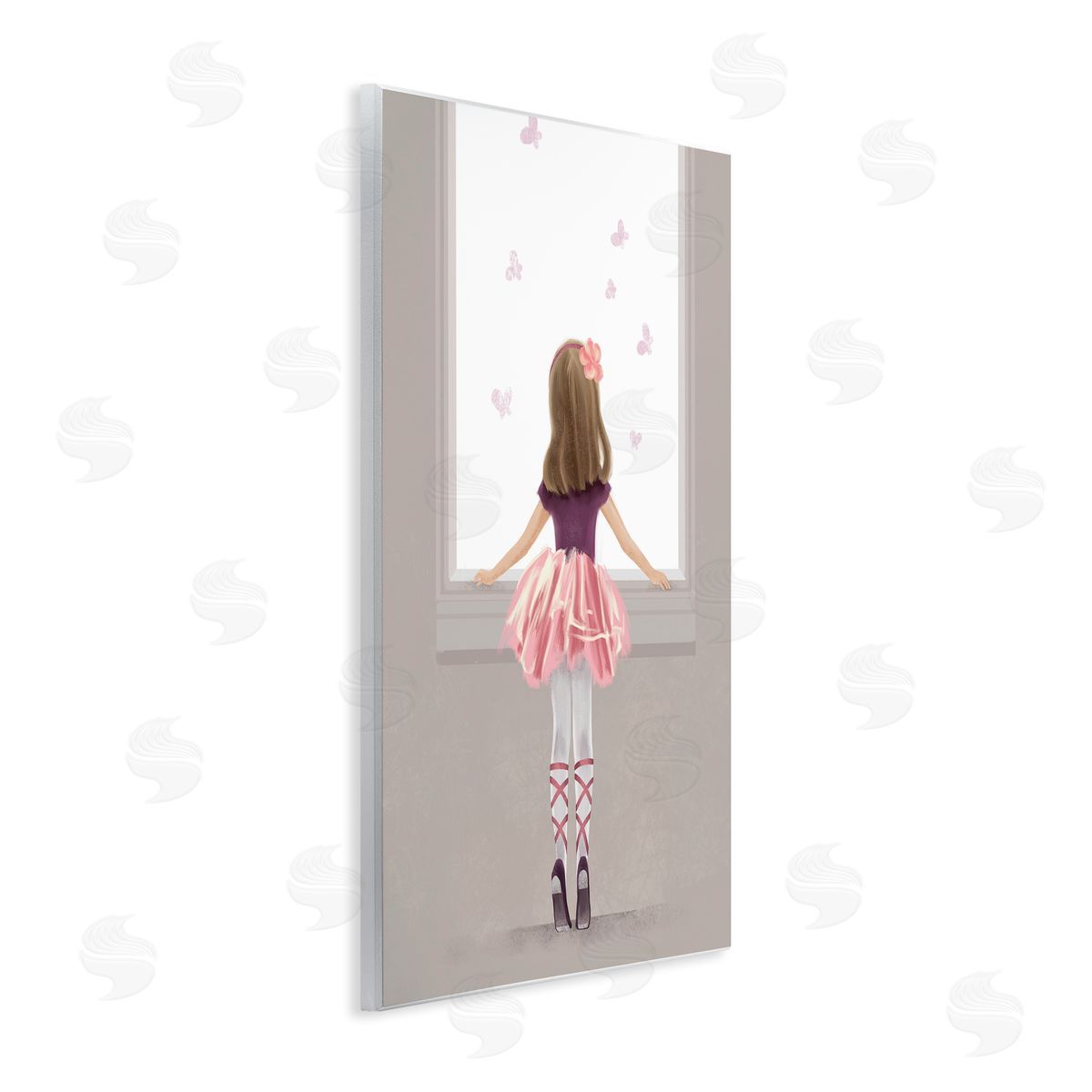 Little Ballerina at Window Wood Plaque Wall Art, Home Decor by Ziwei Li