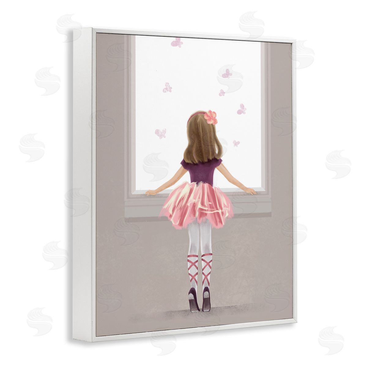 Little Ballerina at Window White Frame Print Wall Art, Home Decor by Ziwei Li