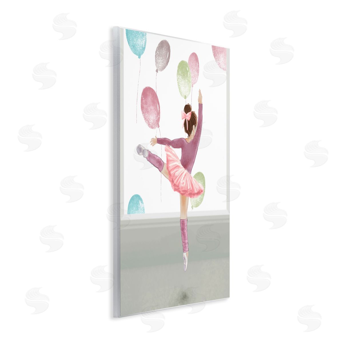 Jumping Ballerina with Balloons Wood Plaque Wall Art, Home Decor by Ziwei Li