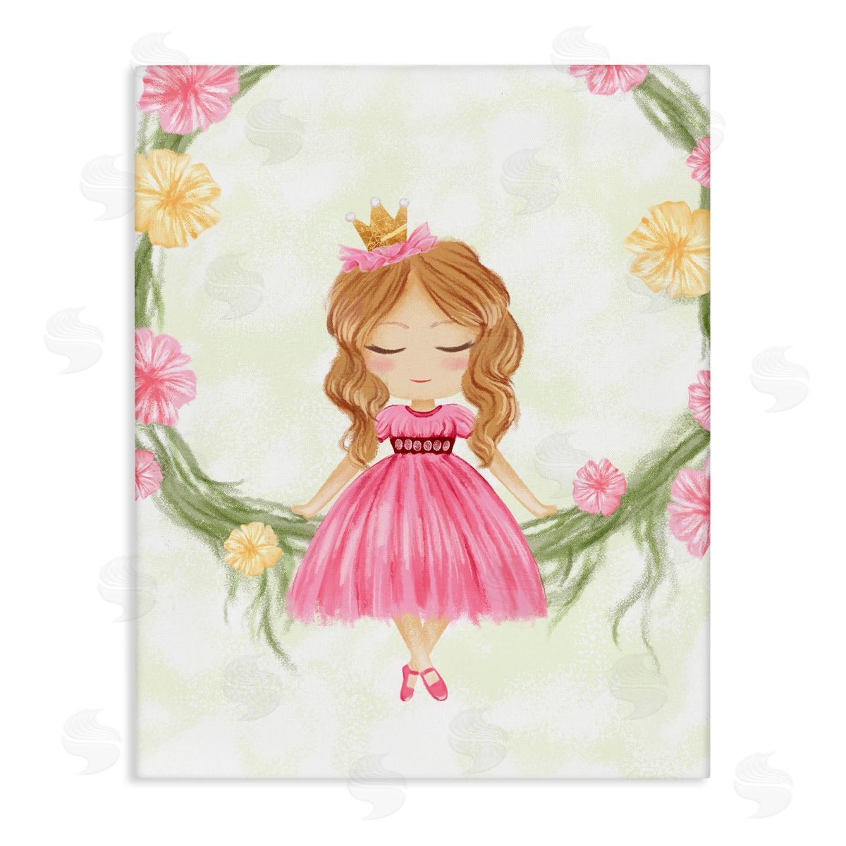 Little Princess with Crown Canvas Wall Art, Home Decor by Ziwei Li