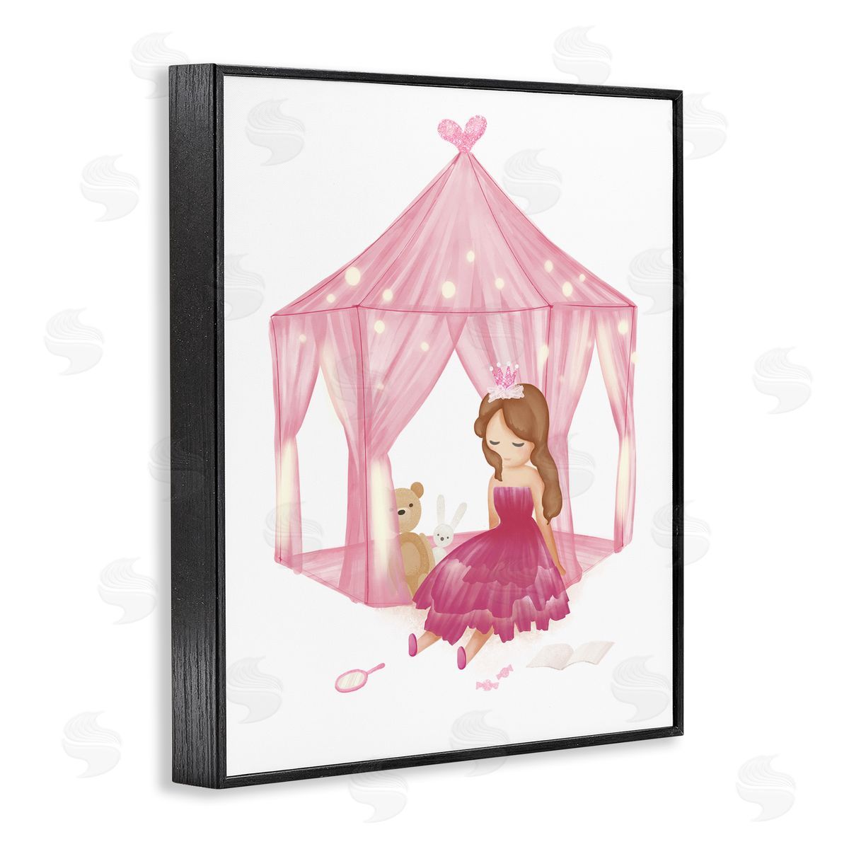 Playroom Princess Doll Illustration Black Frame Print Wall Art, Home Decor by Ziwei Li
