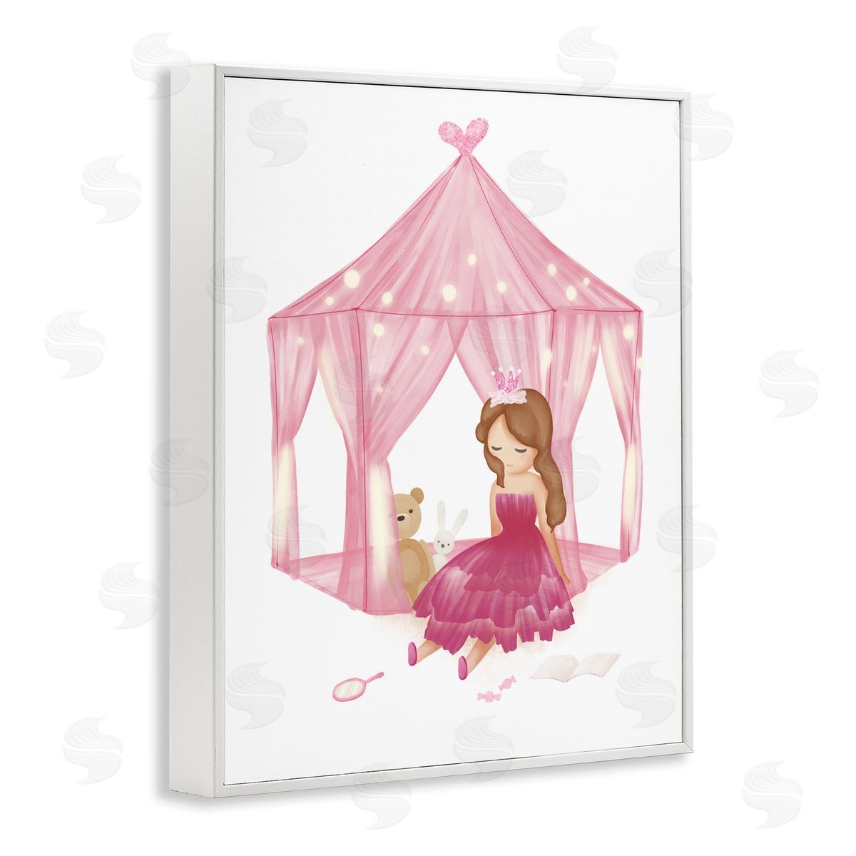 Playroom Princess Doll Illustration White Frame Print Wall Art, Home Decor by Ziwei Li