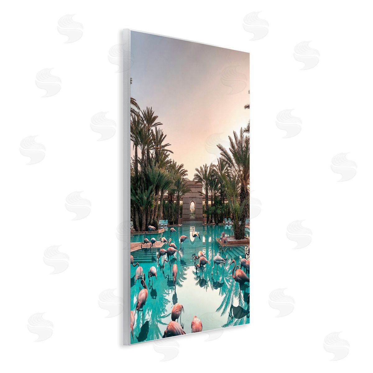 Tropical Pink Flamingo Pool Wood Plaque Wall Art, Home Decor by Ziwei Li