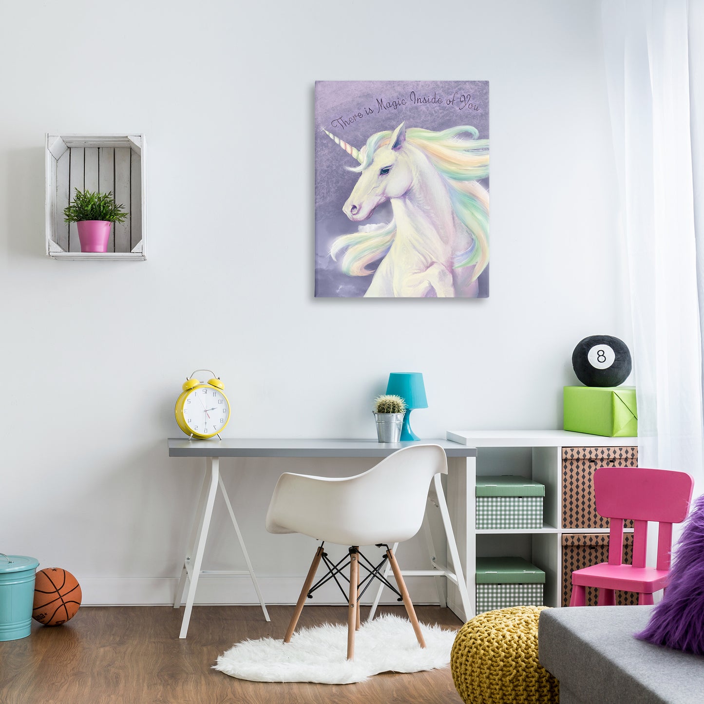 Magic Inside Of You Inspirational Unicorn Canvas Wall Art in Room, Home Decor by Ziwei Li