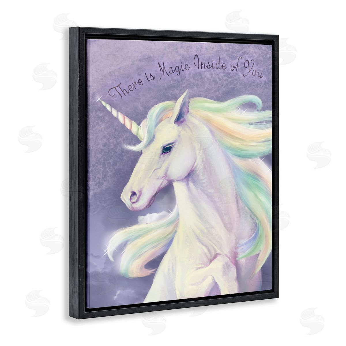 Magic Inside Of You Inspirational Unicorn Black Floating Frame Canvas Wall Art, Home Decor by Ziwei Li