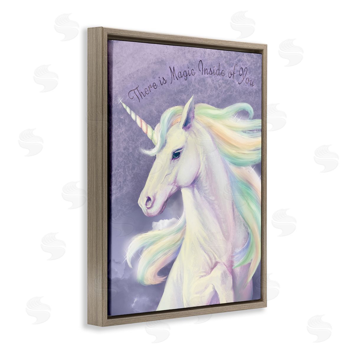 Magic Inside Of You Inspirational Unicorn Brown Floating Frame Canvas Wall Art, Home Decor by Ziwei Li