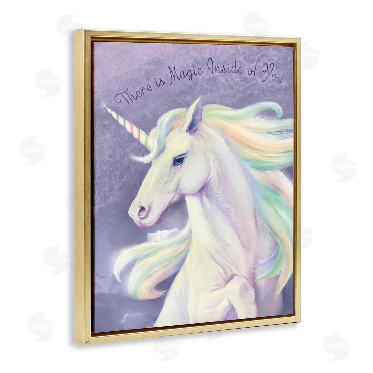 Magic Inside Of You Inspirational Unicorn Gold Floating Frame Canvas Wall Art, Home Decor by Ziwei Li