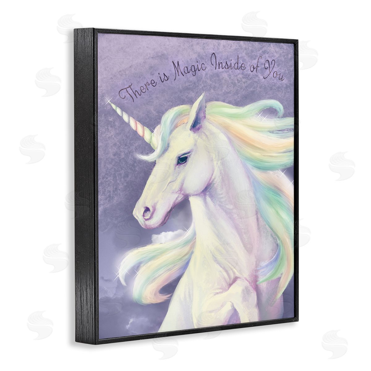 Magic Inside Of You Inspirational Unicorn Black Frame Print Wall Art, Home Decor by Ziwei Li