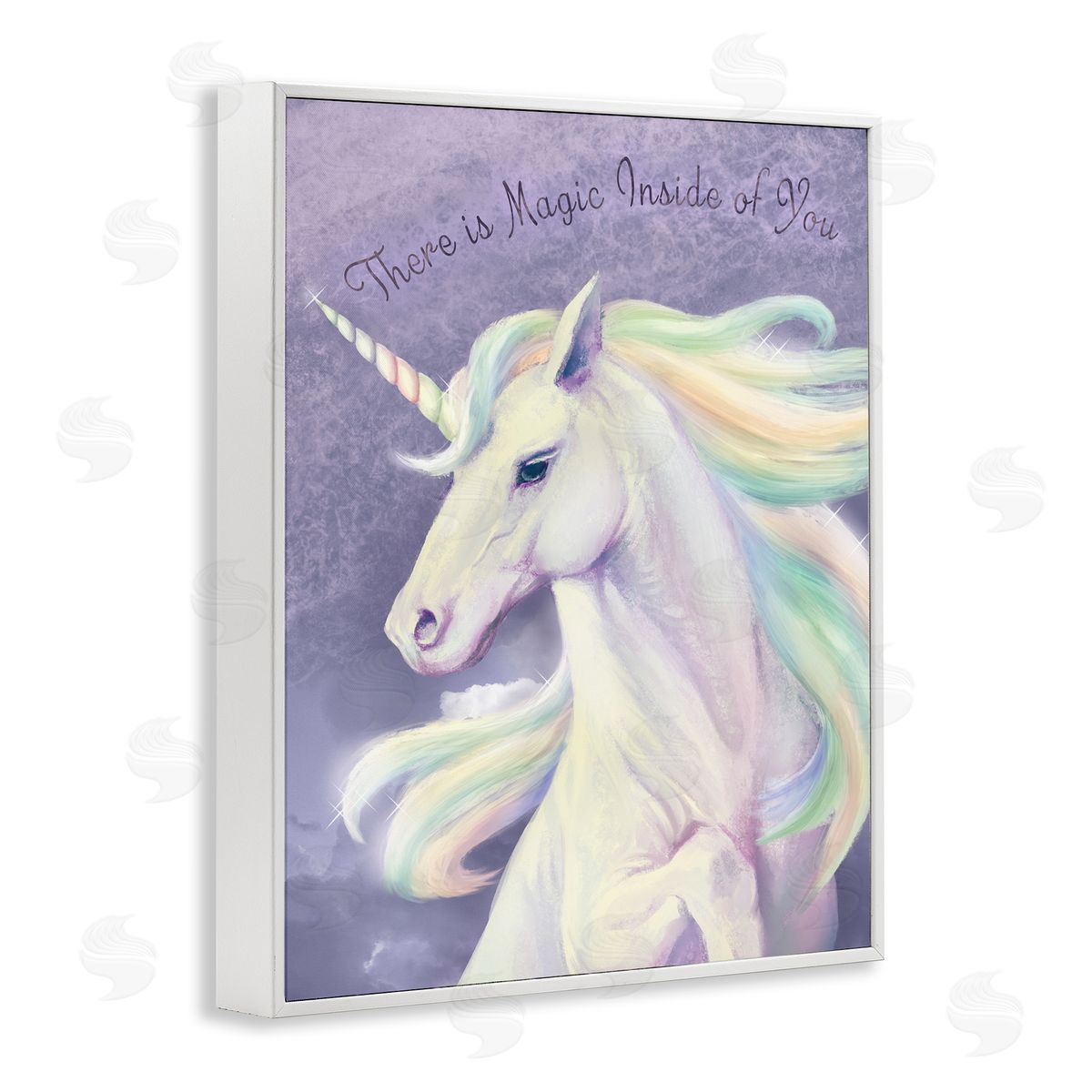 Magic Inside Of You Inspirational Unicorn White Frame Print Wall Art, Home Decor by Ziwei Li