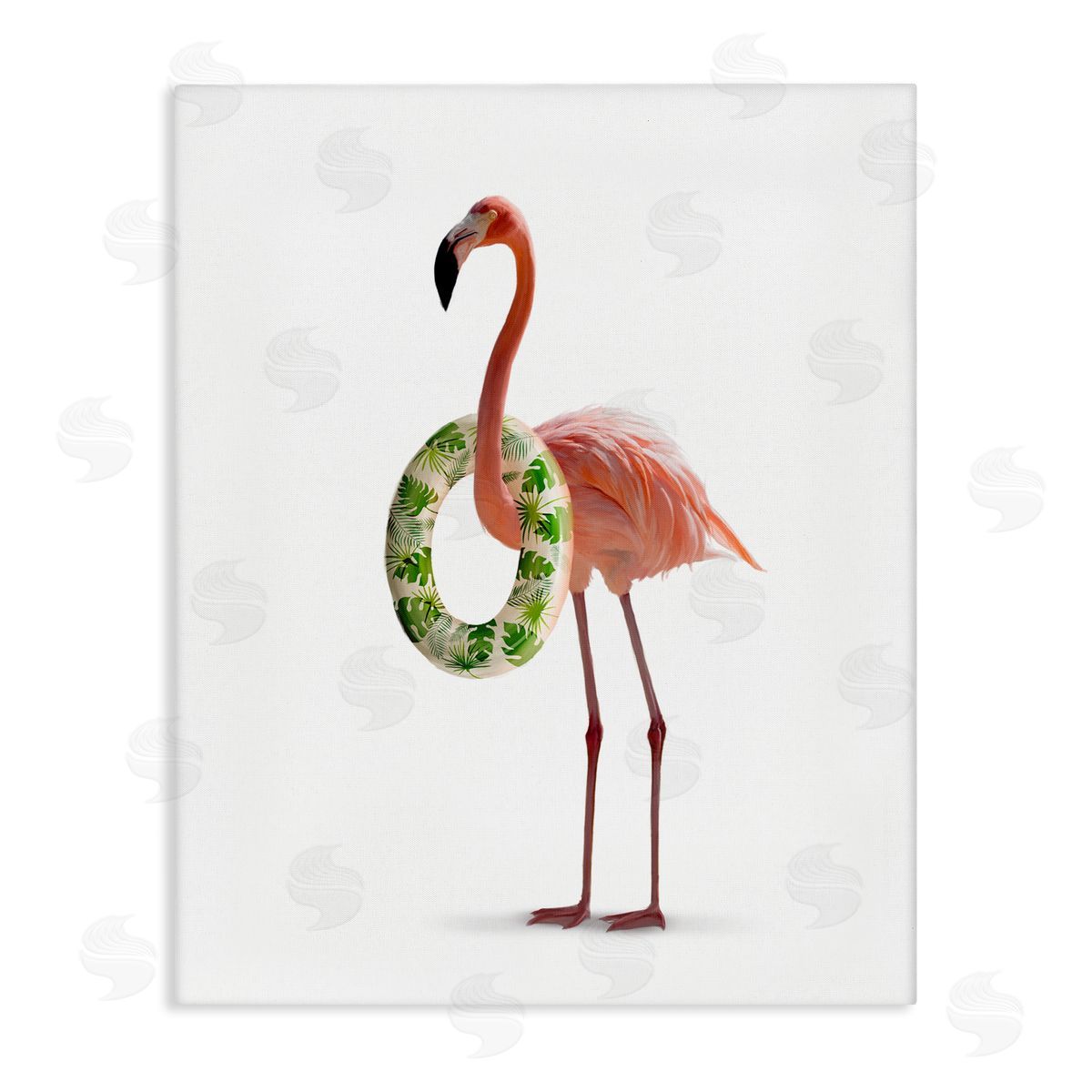 Flamingo with Pool Toy Canvas Wall Art, Home Decor by Ziwei Li