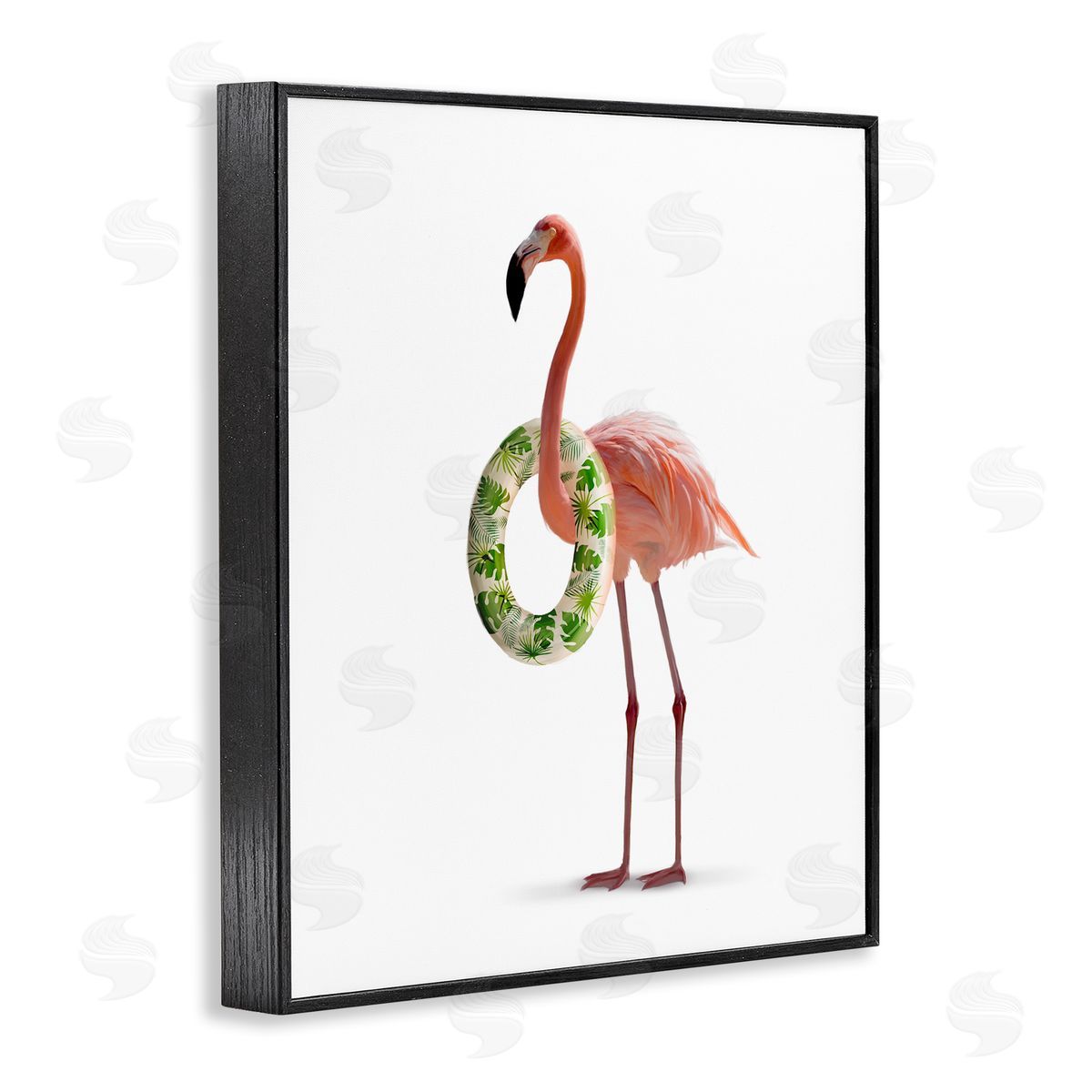 Flamingo with Pool Toy Black Frame Print Wall Art, Home Decor by Ziwei Li