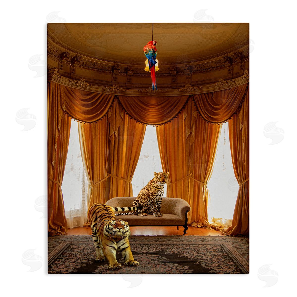Jungle Animals in Classical Interior Canvas Wall Art, Home Decor by Ziwei Li