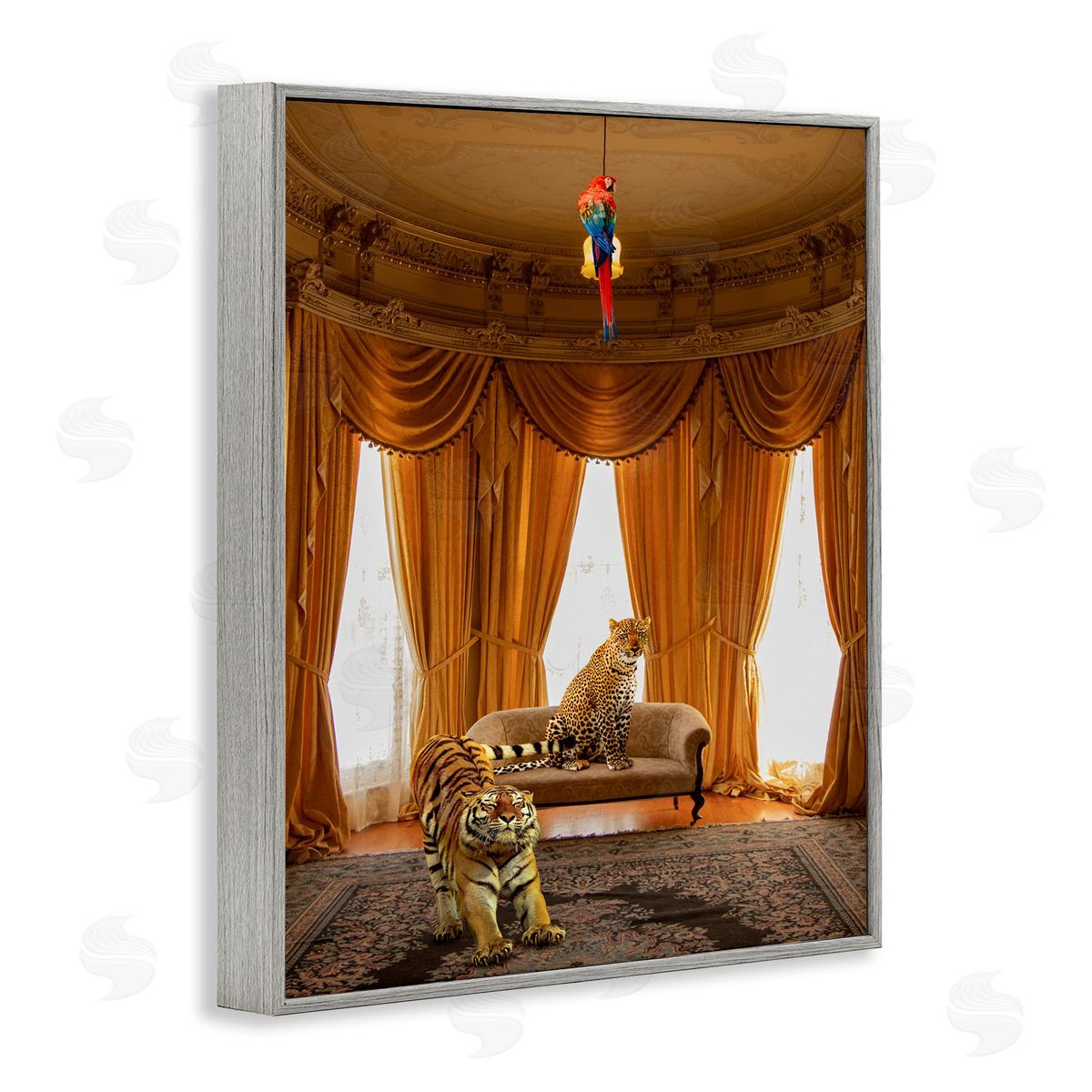 Jungle Animals in Classical Interior Grey Frame Print Wall Art, Home Decor by Ziwei Li