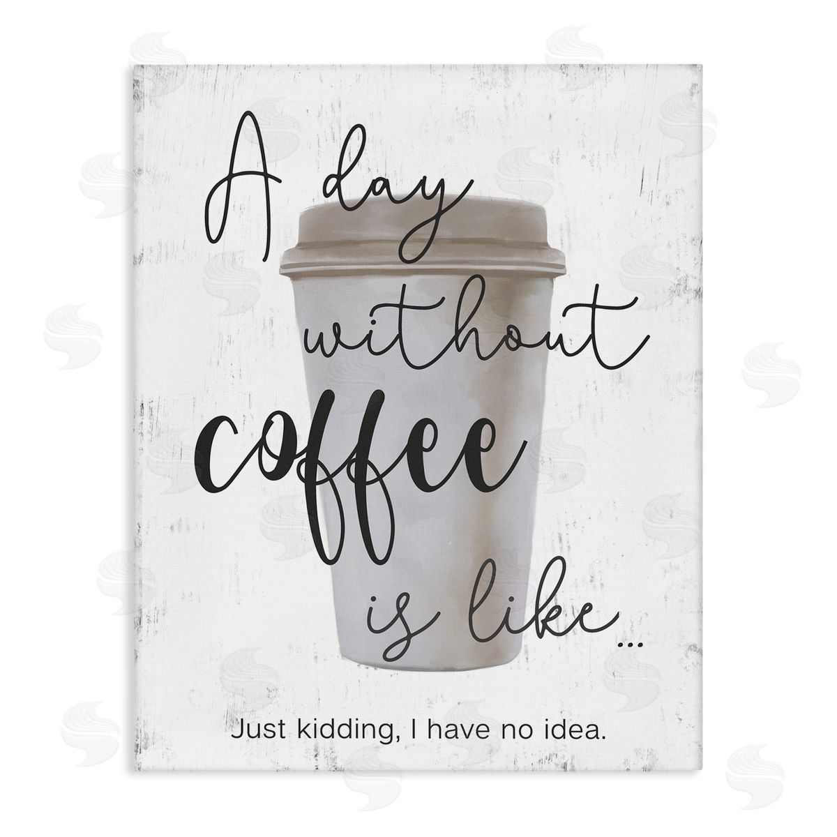 Never a Day Without Coffee Funny Canvas Wall Art, Home Decor by Ziwei Li
