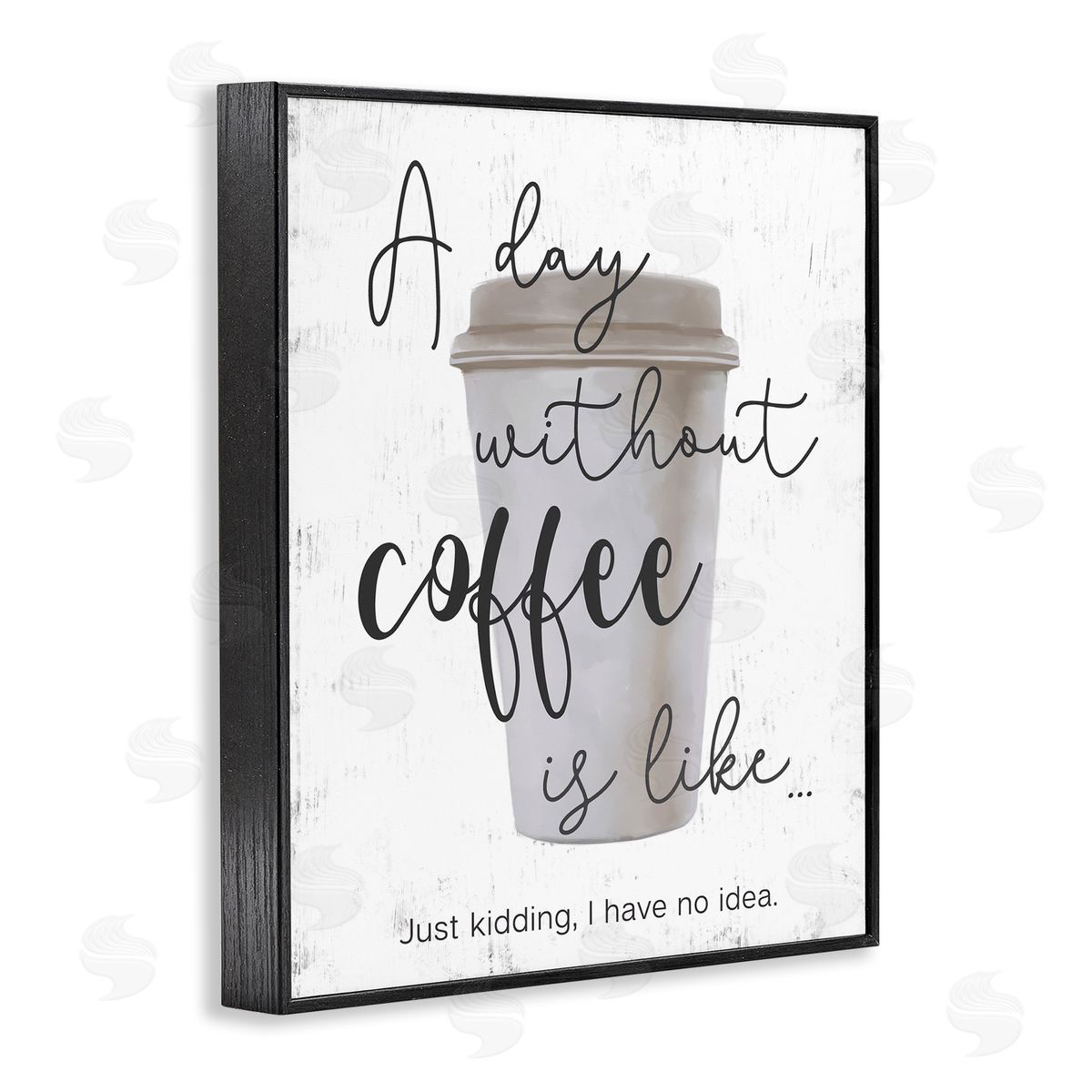 Never a Day Without Coffee Funny Black Frame Print Wall Art, Home Decor by Ziwei Li