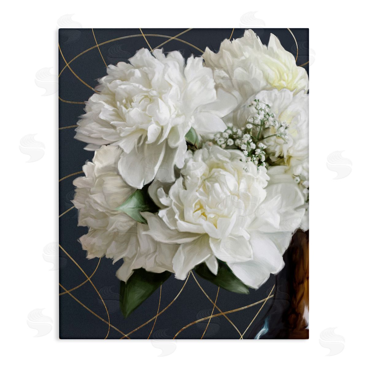 White Flower Bouquet Petals Canvas Wall Art, Home Decor by Ziwei Li