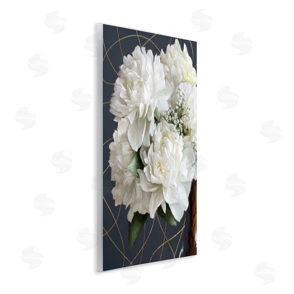 White Flower Bouquet Petals Wood Plaque Wall Art, Home Decor by Ziwei Li