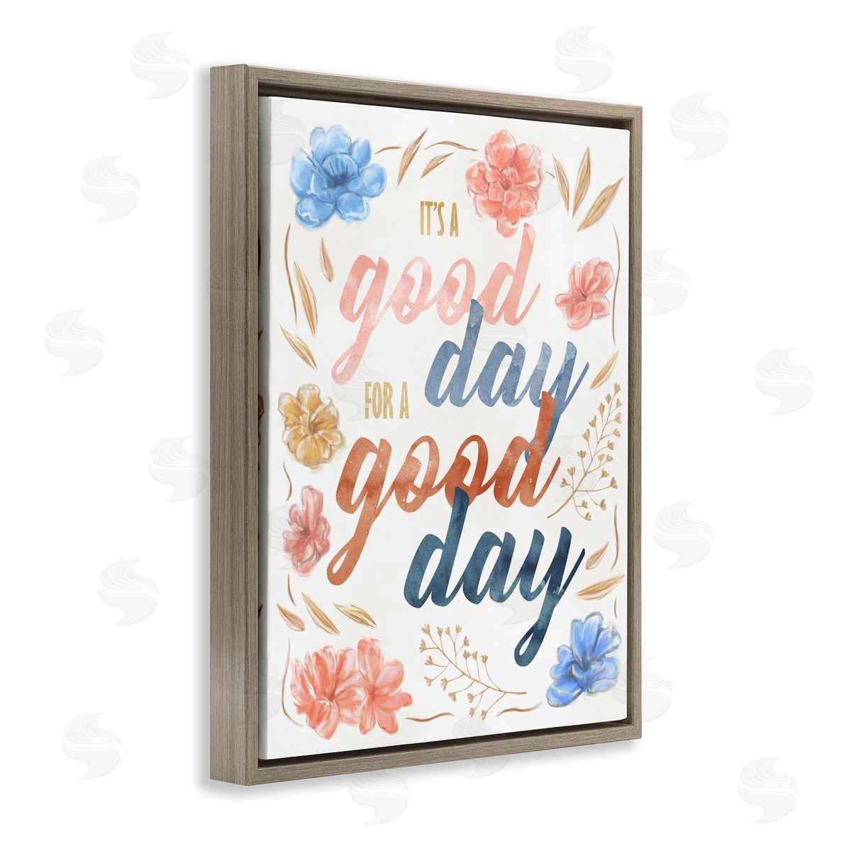 Encouraging Good Day for Good Day Brown Floating Frame Canvas Wall Art, Home Decor by Ziwei Li