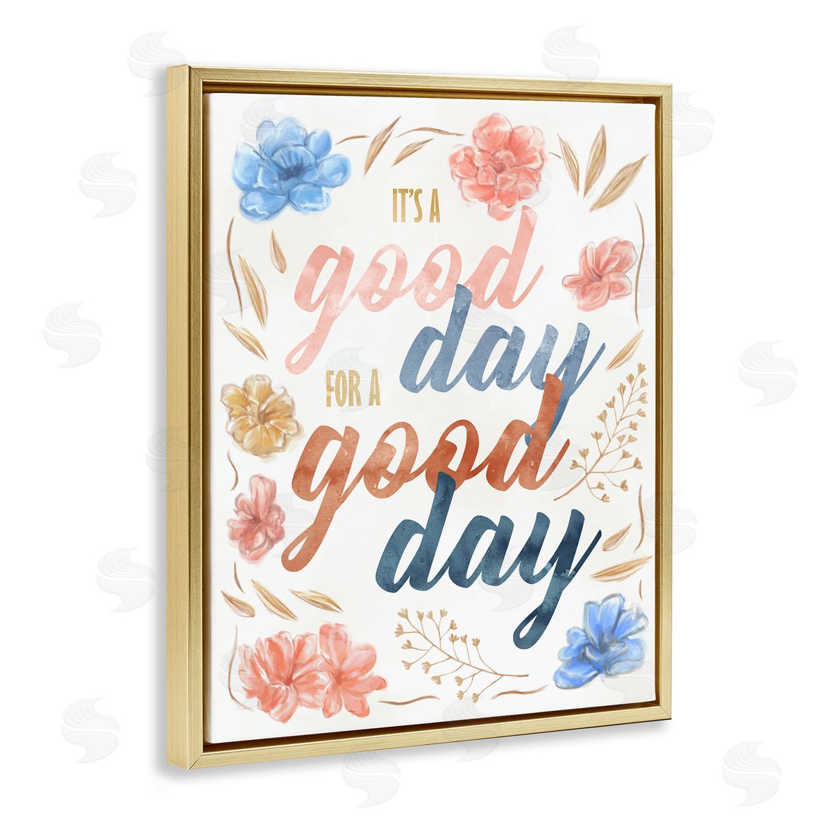 Encouraging Good Day for Good Day Gold Floating Frame Canvas Wall Art, Home Decor by Ziwei Li