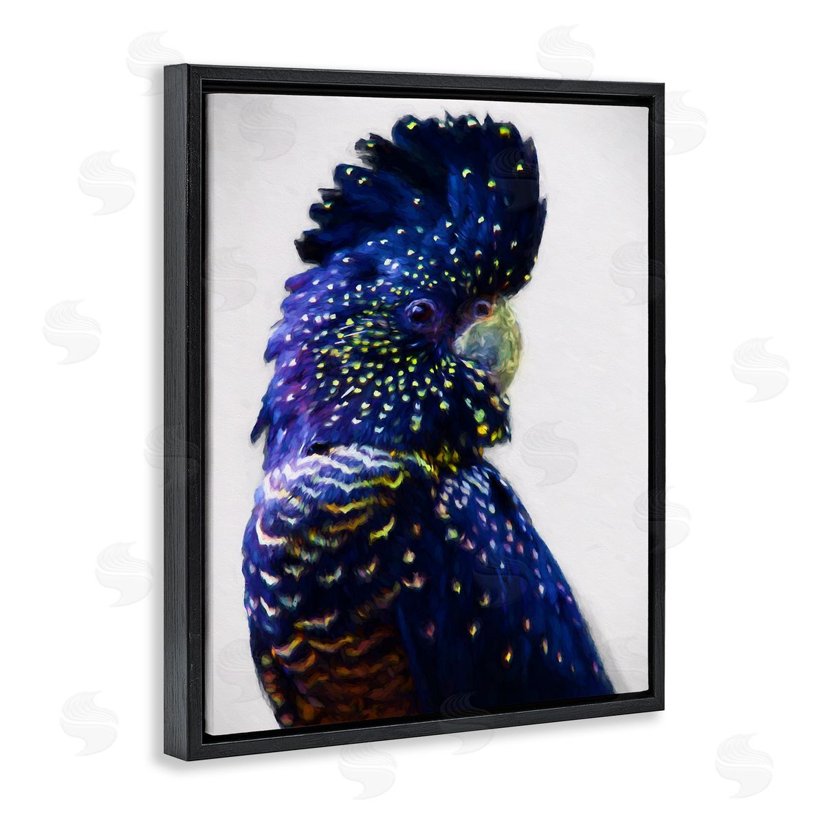 Tropical Bird with Blue Feathers Black Floating Frame Canvas Wall Art, Home Decor by Urban Road