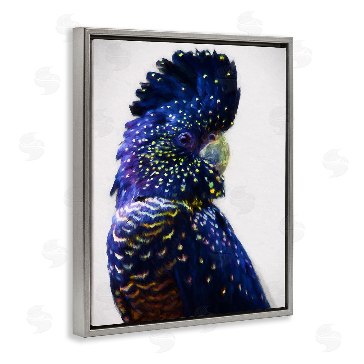 Tropical Bird with Blue Feathers Grey Floating Frame Canvas Wall Art, Home Decor by Urban Road