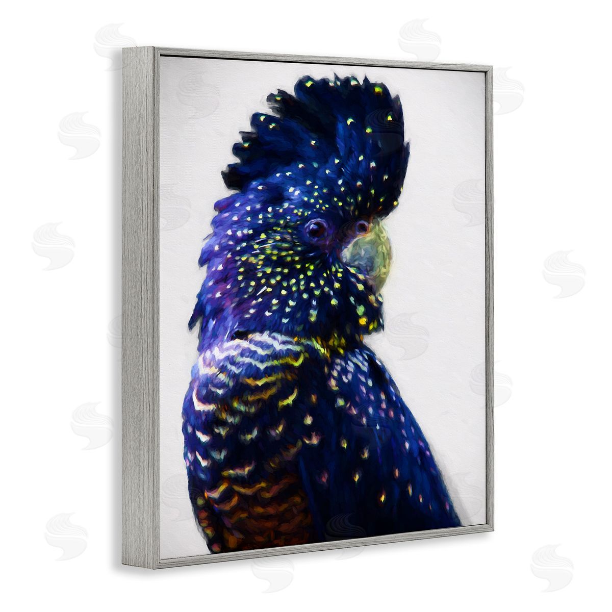 Tropical Bird with Blue Feathers Grey Frame Print Wall Art, Home Decor by Urban Road