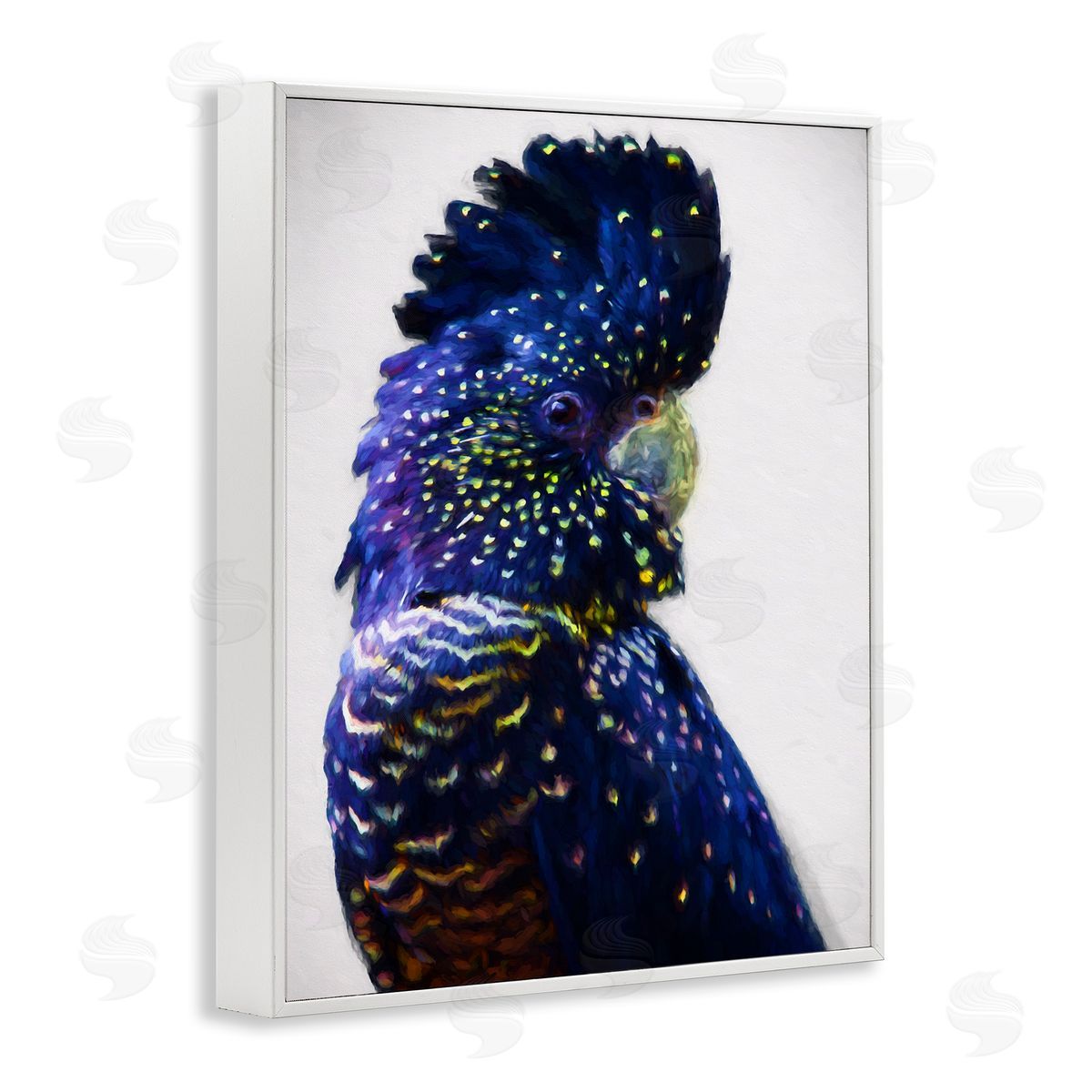 Tropical Bird with Blue Feathers White Frame Print Wall Art, Home Decor by Urban Road