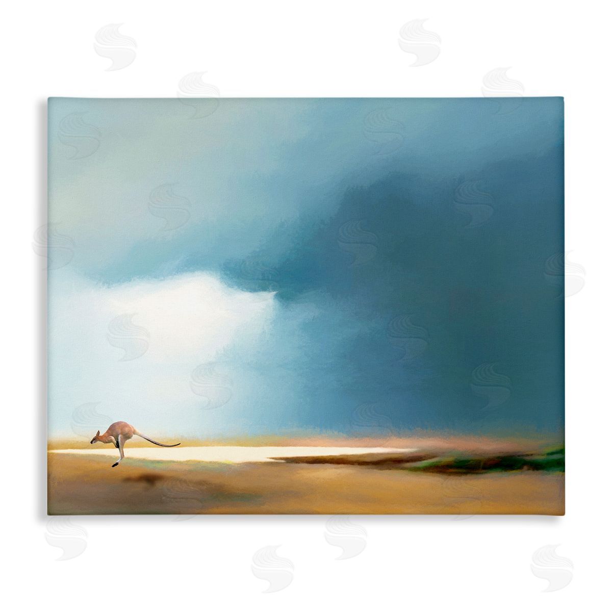 Jumping Kangaroo Australian Outback Canvas Wall Art, Home Decor by Urban Road