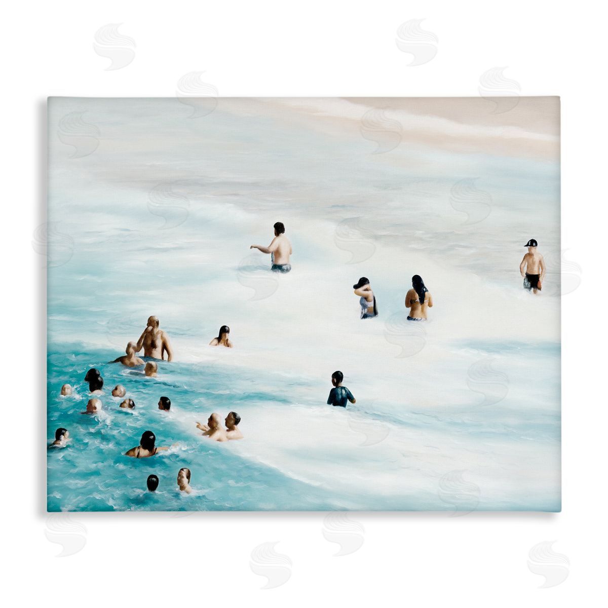 People Swimming in Beach Waves Canvas Wall Art, Home Decor by Urban Road