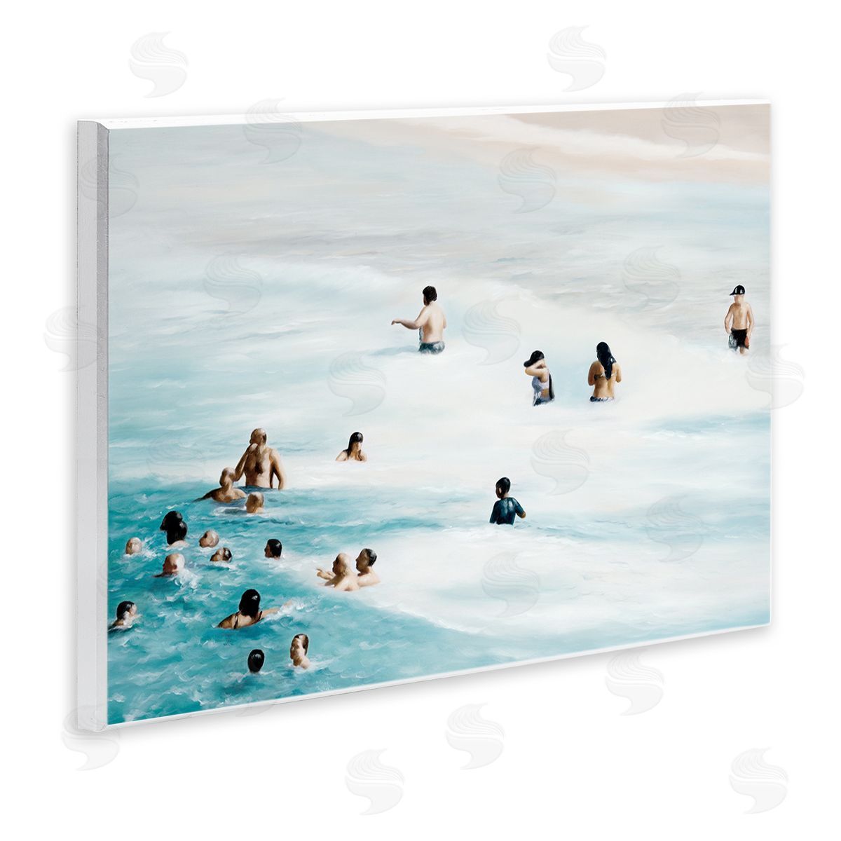 People Swimming in Beach Waves Wood Plaque Wall Art, Home Decor by Urban Road