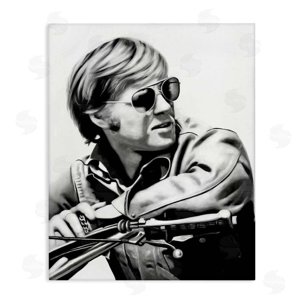 Motorcyclist Portrait Famous Figure Canvas Wall Art, Home Decor by Urban Road