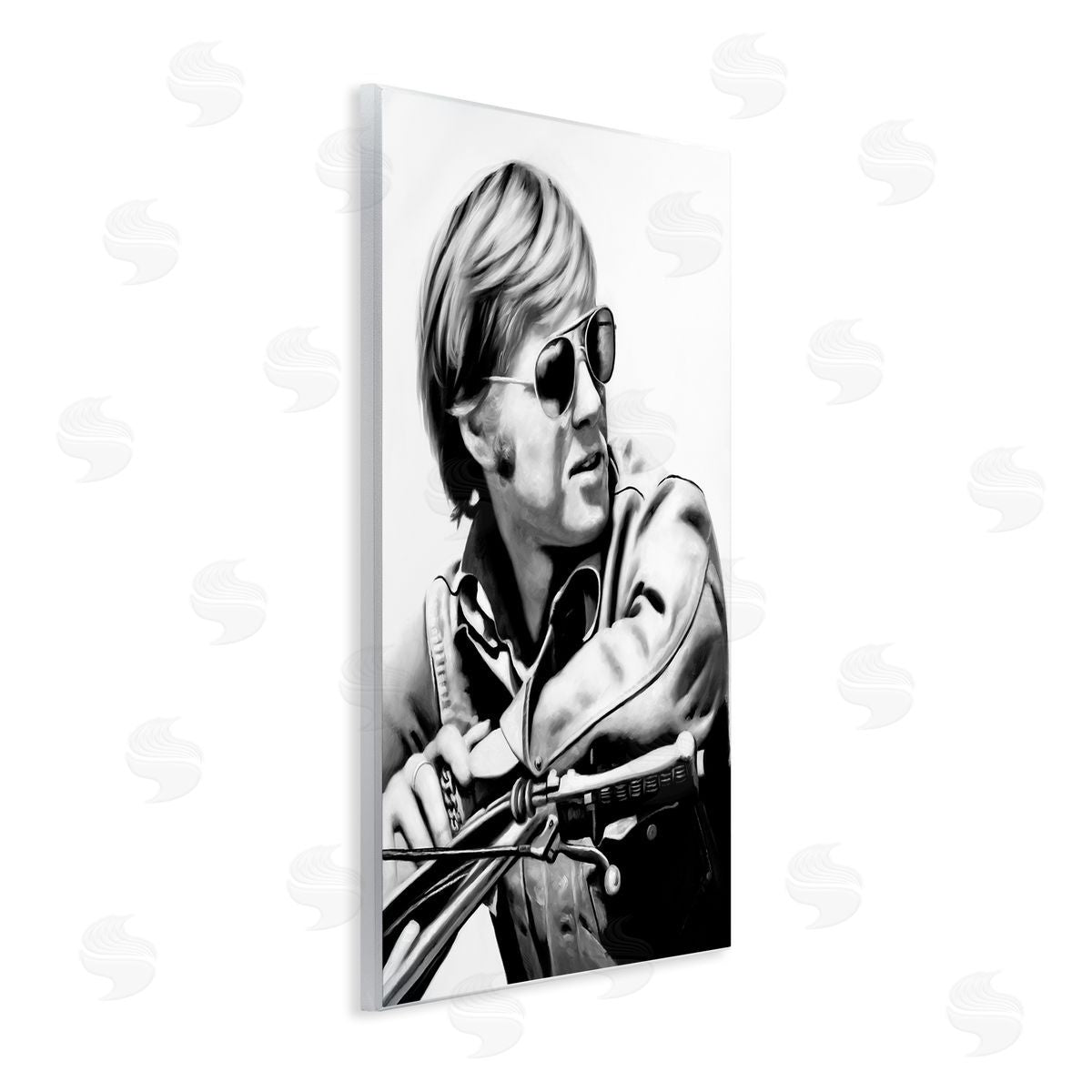 Motorcyclist Portrait Famous Figure Wood Plaque Wall Art, Home Decor by Urban Road