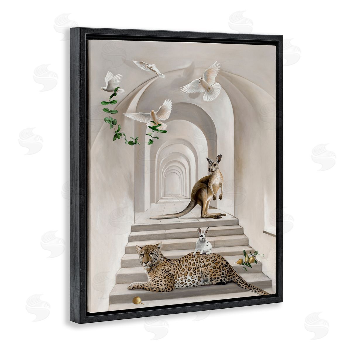 Australian Animals in Modern Architecture Black Floating Frame Canvas Wall Art, Home Decor by Urban Road