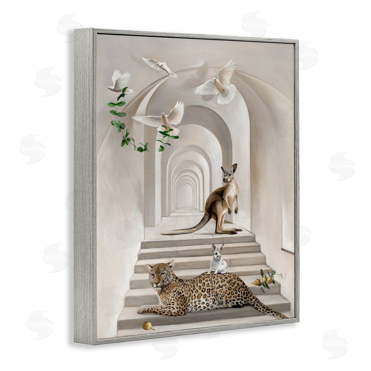 Australian Animals in Modern Architecture Grey Frame Print Wall Art, Home Decor by Urban Road