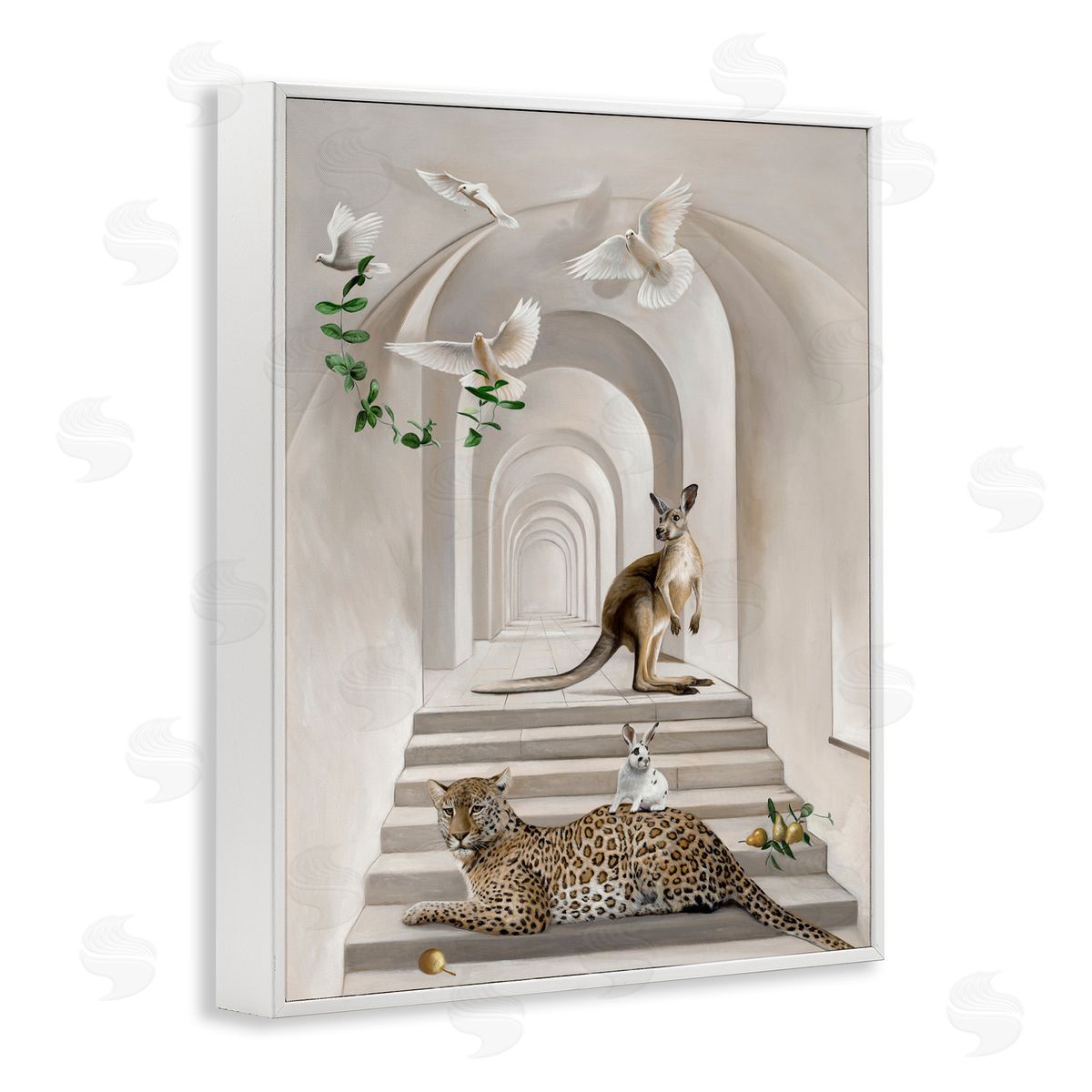 Australian Animals in Modern Architecture White Frame Print Wall Art, Home Decor by Urban Road