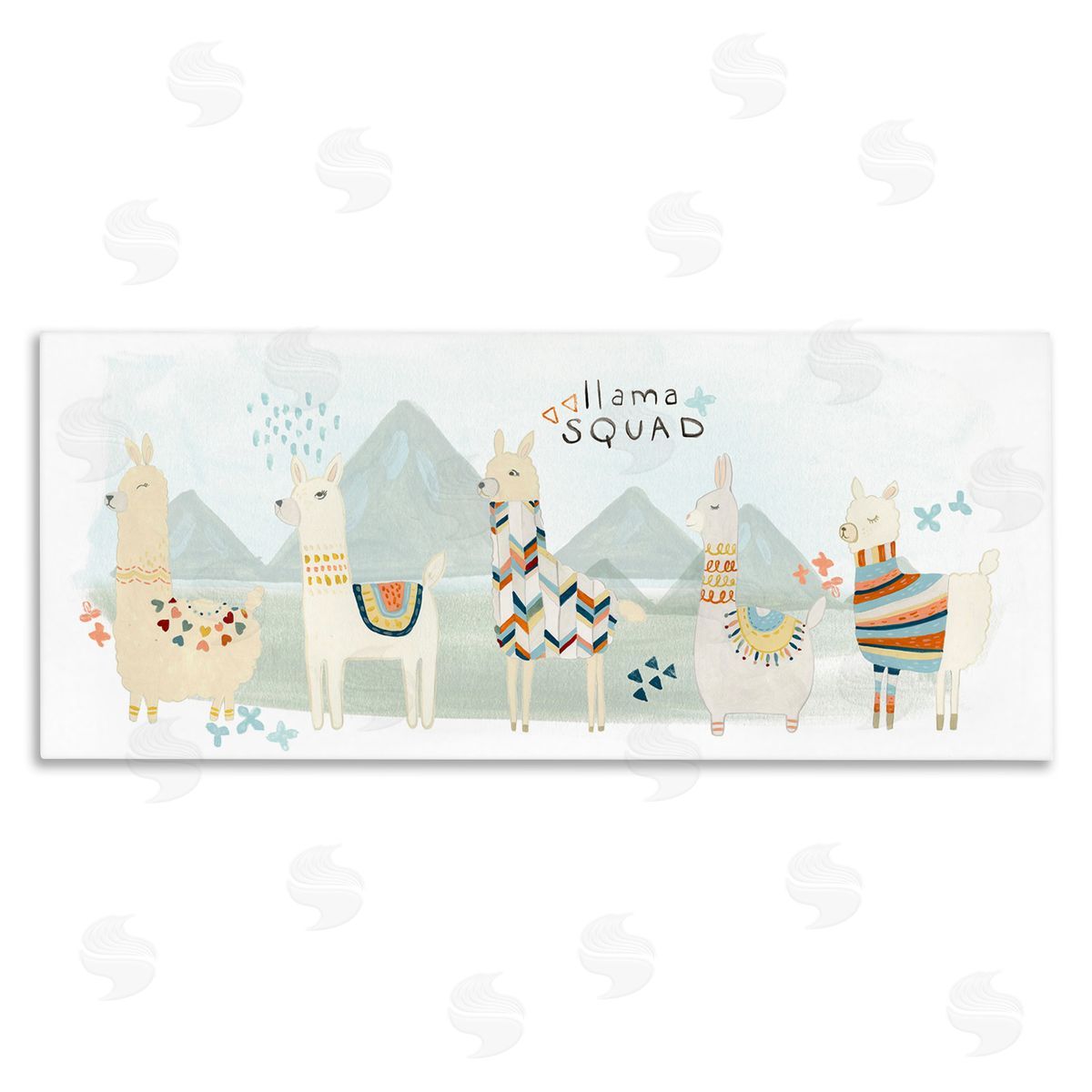 Llama Squad Whimsical Patterns Canvas Wall Art, Home Decor by June Erica Vess