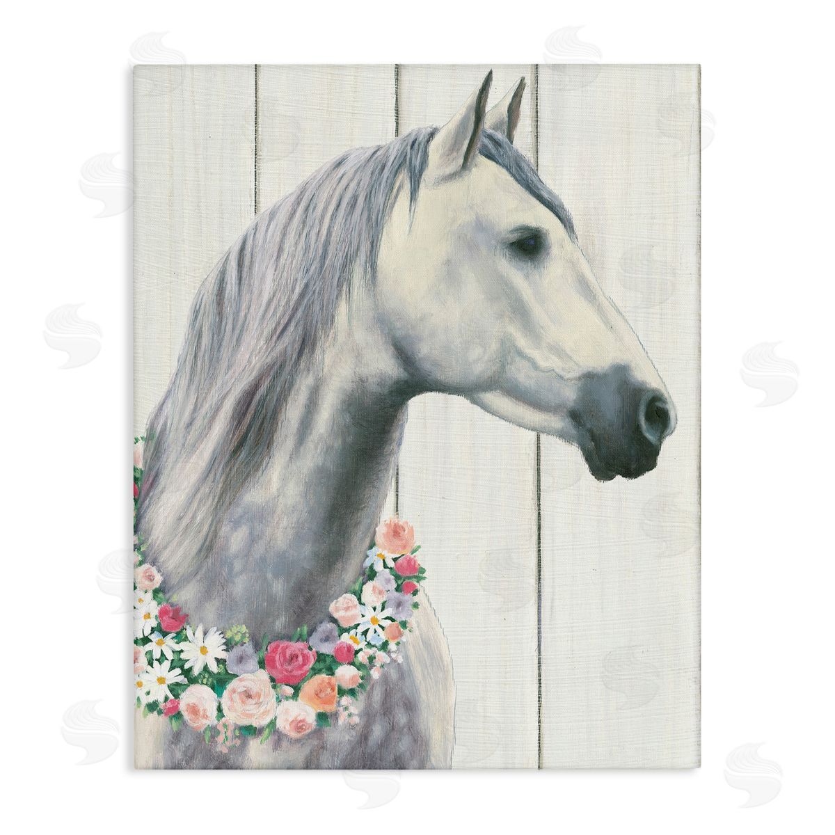 Spirit Stallion with Flowers Canvas Wall Art, Home Decor by James Wiens