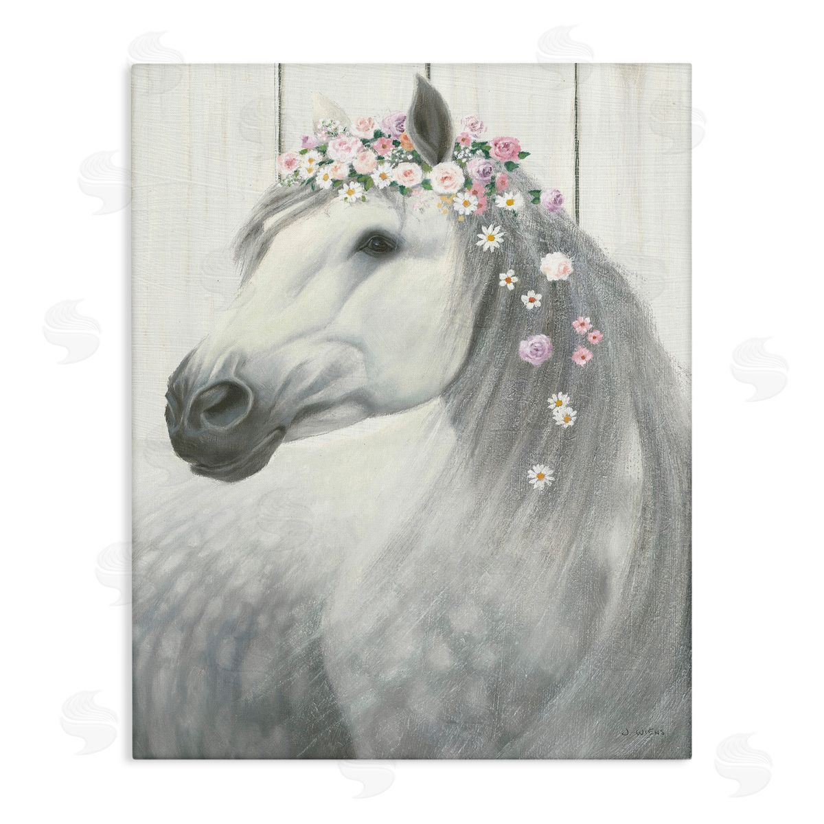 Spirit Horse with Flowers Canvas Wall Art, Home Decor by James Wiens