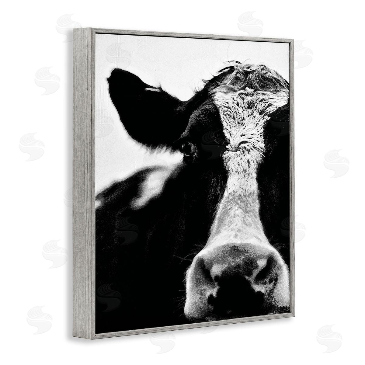 Cow Face Portrait Grey Frame Print Wall Art, Home Decor by Lettered and Lined