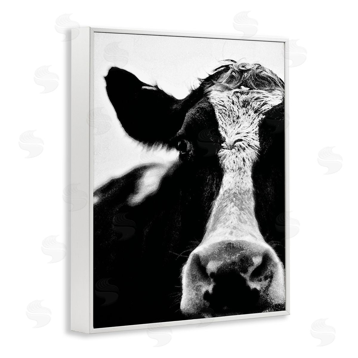 Cow Face Portrait White Frame Print Wall Art, Home Decor by Lettered and Lined