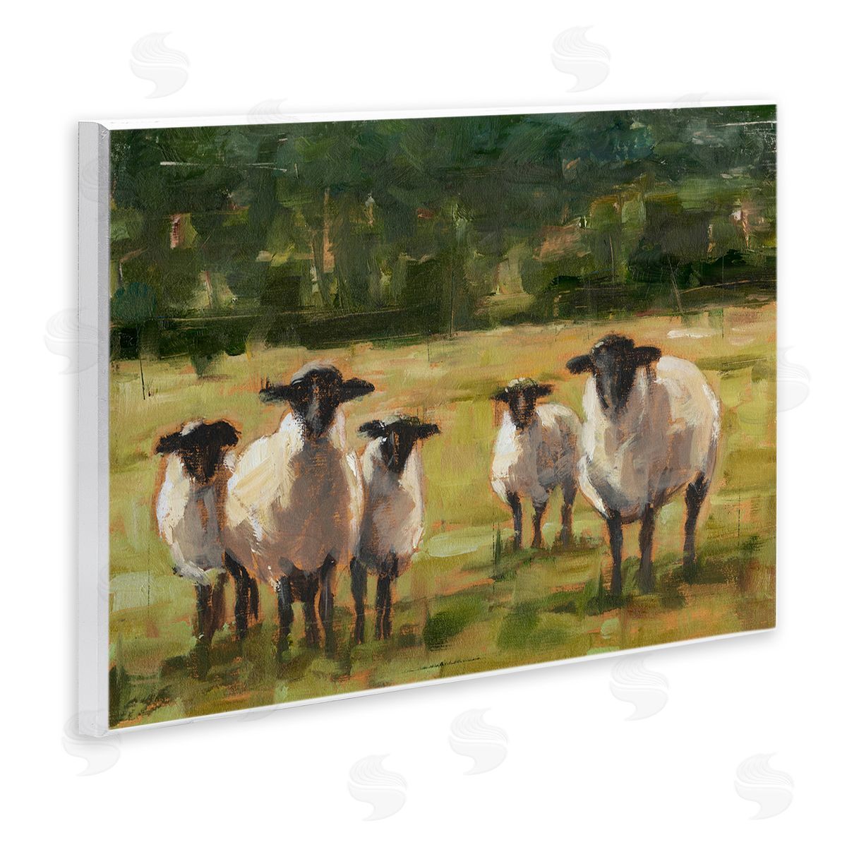 Flock of Sheep Painting Wood Plaque Wall Art, Home Decor by Ethan Harper