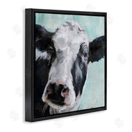 Main Line Art & Design | Gentle Farm Cow Painting on Blue