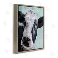 Main Line Art & Design | Gentle Farm Cow Painting on Blue