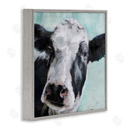 Main Line Art & Design | Gentle Farm Cow Painting on Blue